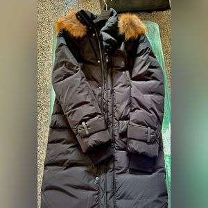 Mackage Men’s Long Winter Jacket Parka in Black with FurLined Hood size36 unworn